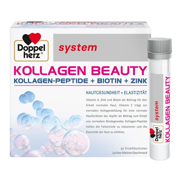 Doppelherz system Kollagen Beauty, Packung mit 30 Trinkfläschchen und ein Fläschchen