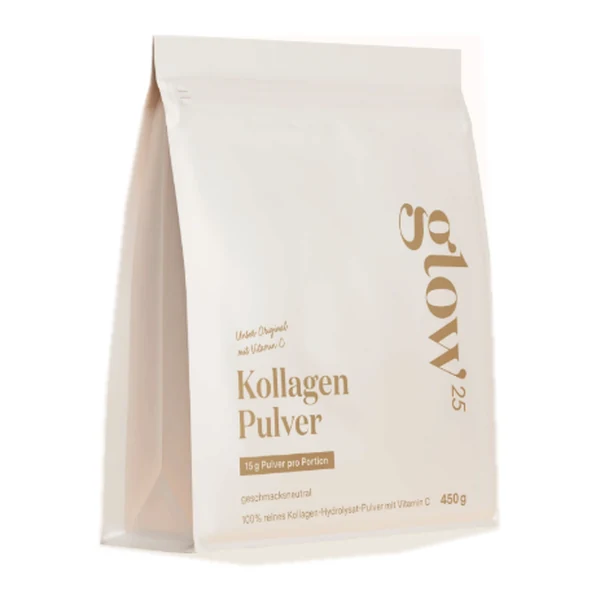 glow25 Kollagen Pulver mit Vitamin C, 450-Gramm-Standbeutel