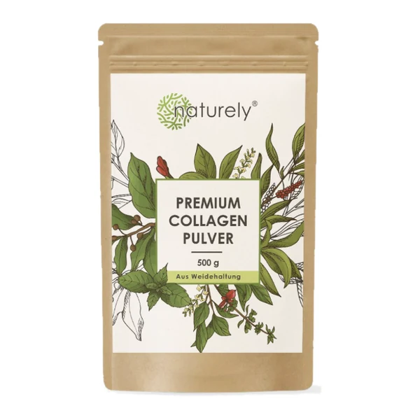 naturely Premium Collagen Pulver, 500-Gramm-Beutel aus Kraftpapier